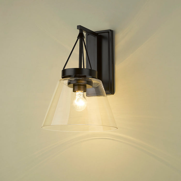 Golden 3189-WSC BLK-CLR One Light Wall Sconce, Matte Black