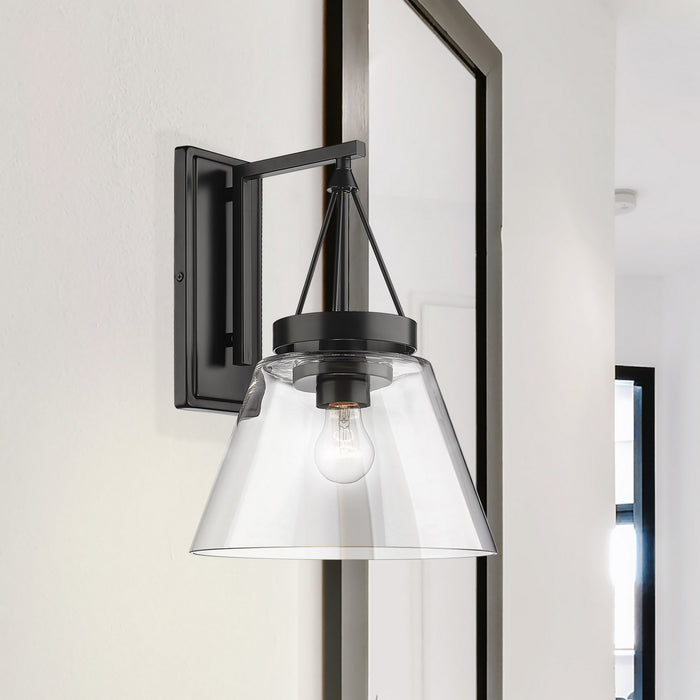 Golden 3189-WSC BLK-CLR One Light Wall Sconce, Matte Black
