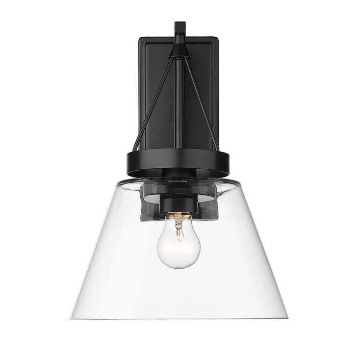 Golden 3189-WSC BLK-CLR One Light Wall Sconce, Matte Black