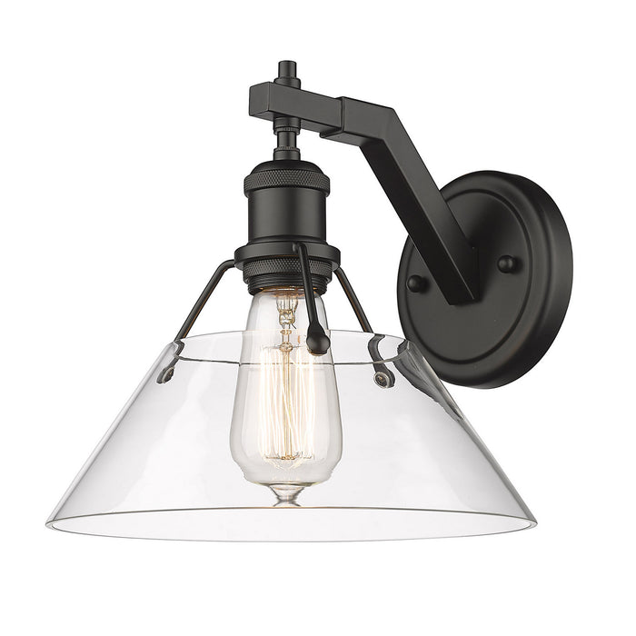 Golden 3306-1W BLK-CLR One Light Wall Sconce, Matte Black