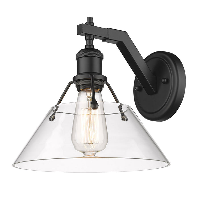 Golden 3306-1W BLK-CLR One Light Wall Sconce, Matte Black