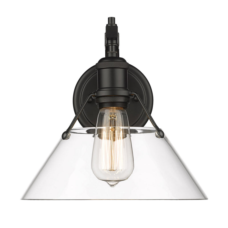 Golden 3306-1W BLK-CLR One Light Wall Sconce, Matte Black