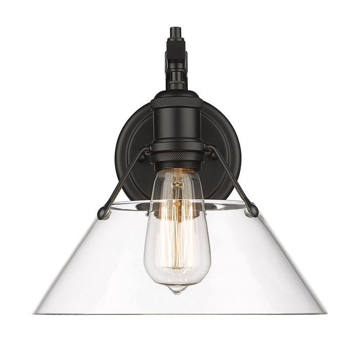 Golden 3306-1W BLK-CLR One Light Wall Sconce, Matte Black