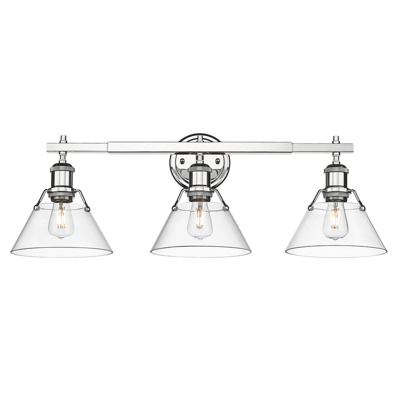Golden 3306-BA3 CH-CLR Three Light Bath Vanity, Chrome