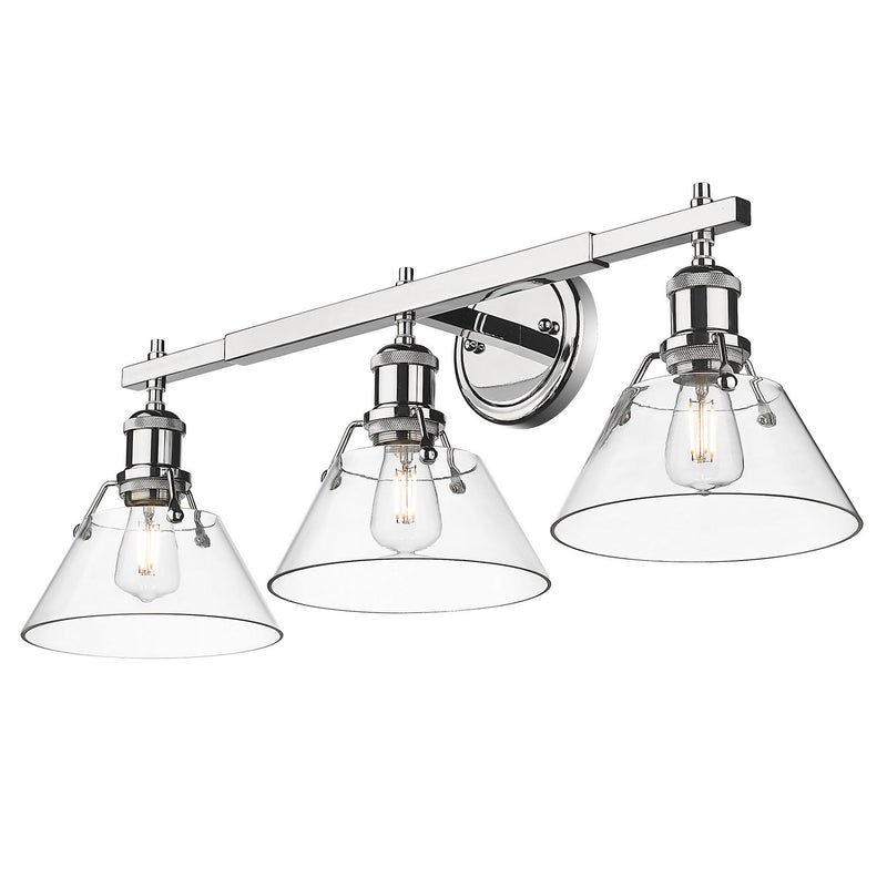 Golden 3306-BA3 CH-CLR Three Light Bath Vanity, Chrome