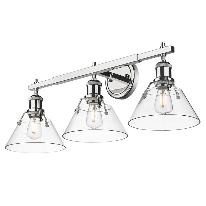 Golden 3306-BA3 CH-CLR Three Light Bath Vanity, Chrome