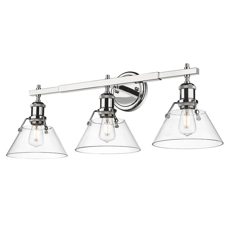 Golden 3306-BA3 CH-CLR Three Light Bath Vanity, Chrome