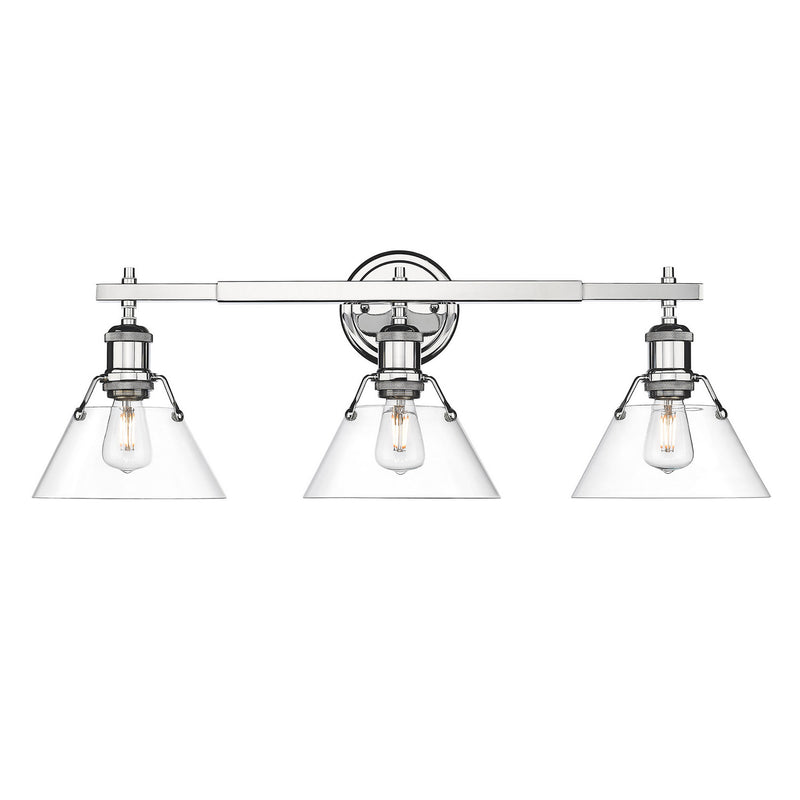 Golden 3306-BA3 CH-CLR Three Light Bath Vanity, Chrome