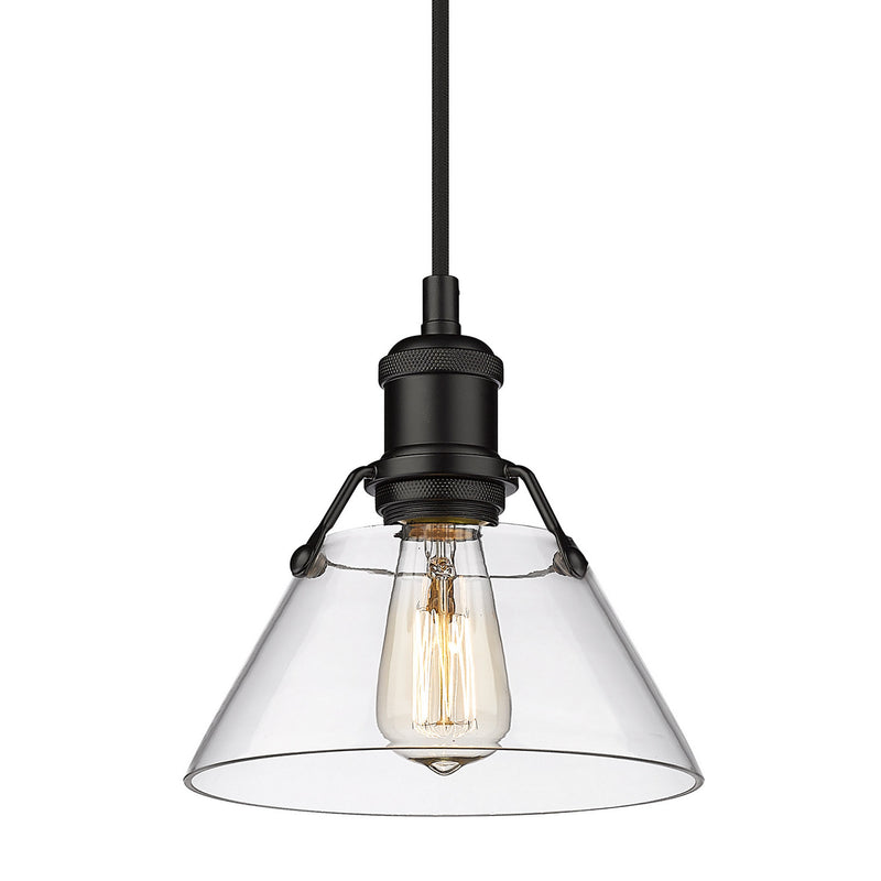 Golden 3306-S BLK-CLR One Light Mini Pendant, Matte Black