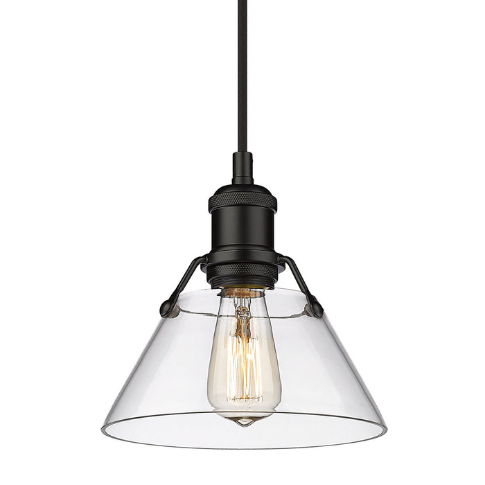 Golden 3306-S BLK-CLR One Light Mini Pendant, Matte Black