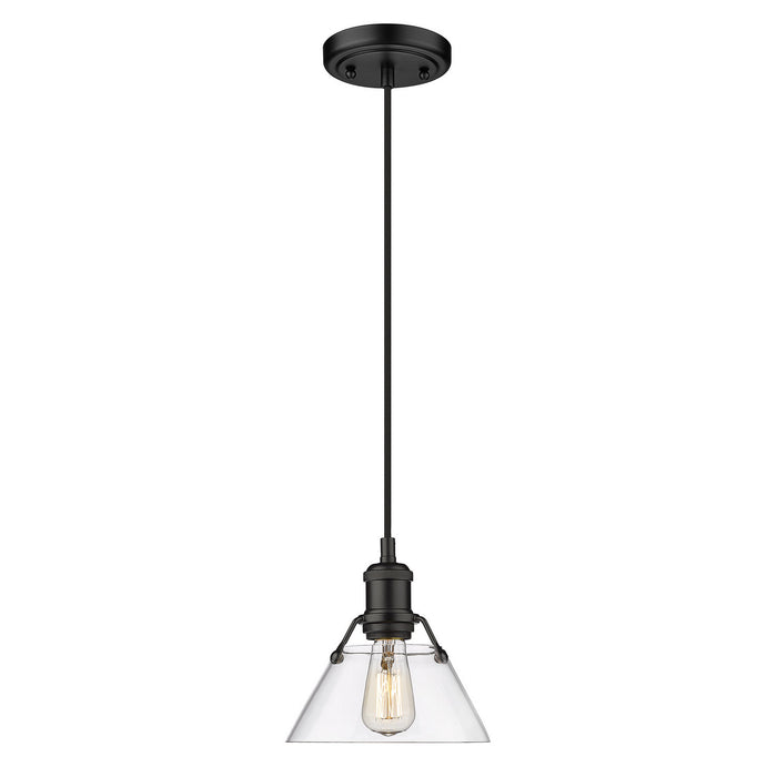 Golden 3306-S BLK-CLR One Light Mini Pendant, Matte Black