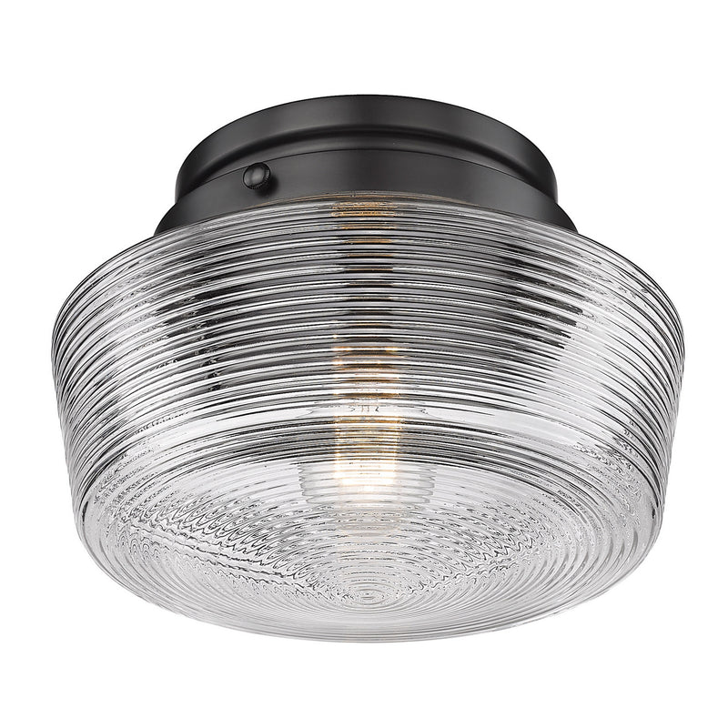 Golden 3415-FM BLK-CLR One Light Flush Mount, Matte Black