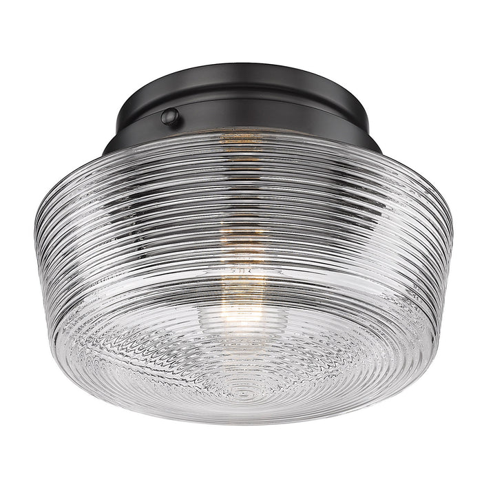 Golden 3415-FM BLK-CLR One Light Flush Mount, Matte Black