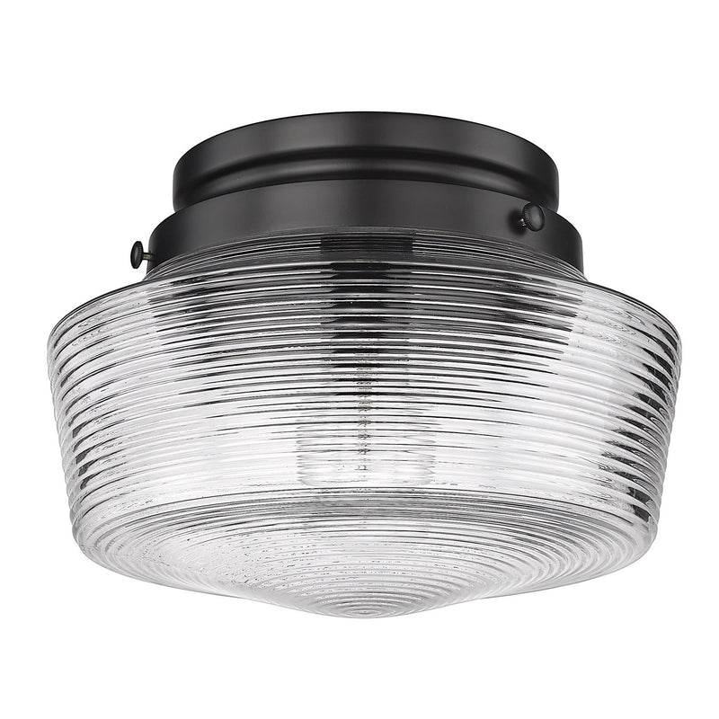 Golden 3415-FM BLK-CLR One Light Flush Mount, Matte Black