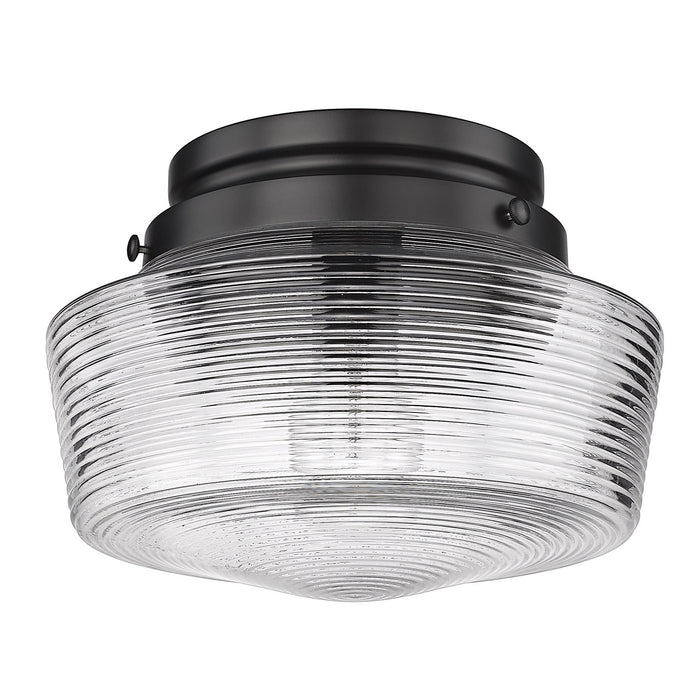 Golden 3415-FM BLK-CLR One Light Flush Mount, Matte Black