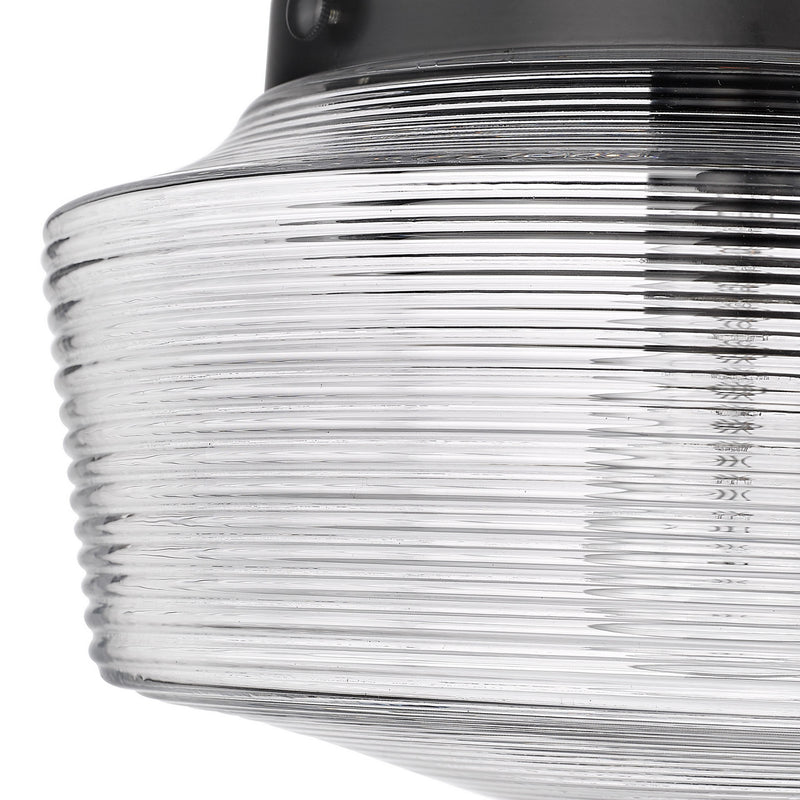Golden 3415-FM BLK-CLR One Light Flush Mount, Matte Black