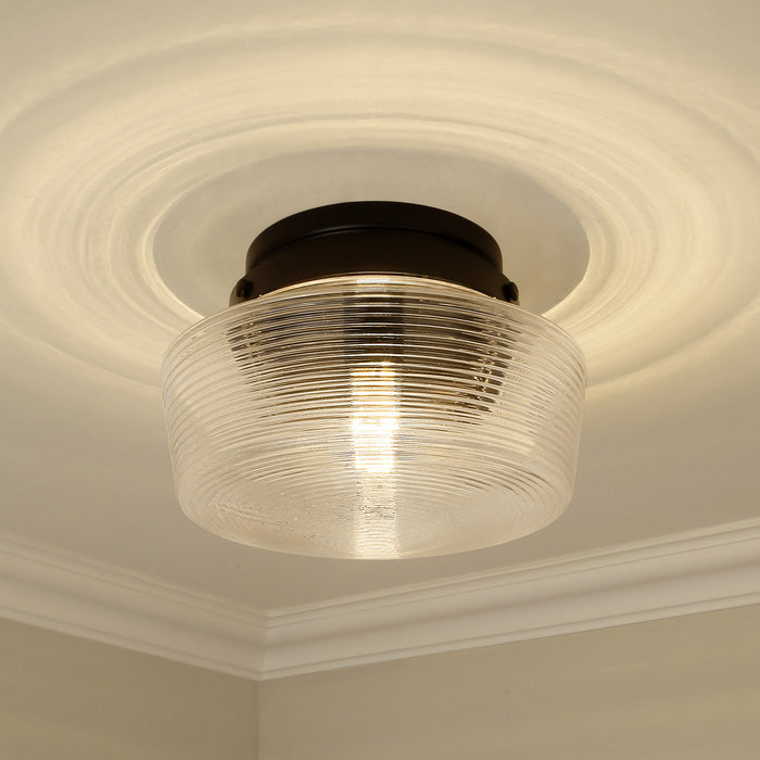 Golden 3415-FM BLK-CLR One Light Flush Mount, Matte Black