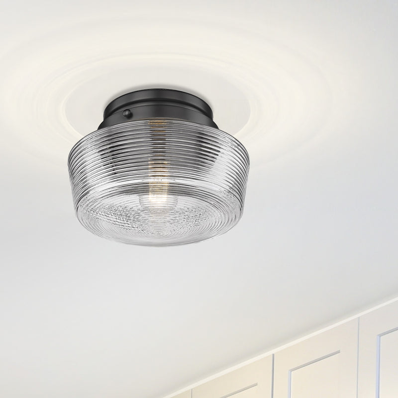 Golden 3415-FM BLK-CLR One Light Flush Mount, Matte Black