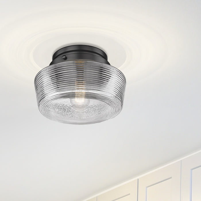 Golden 3415-FM BLK-CLR One Light Flush Mount, Matte Black