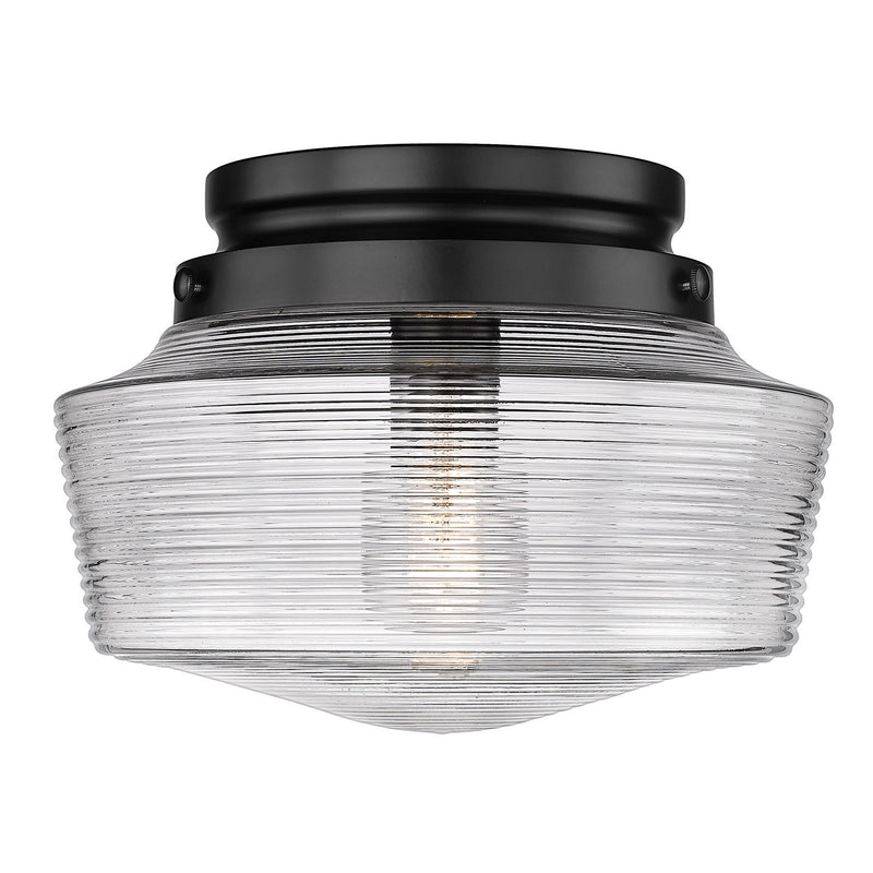 Golden 3415-FM BLK-CLR One Light Flush Mount, Matte Black