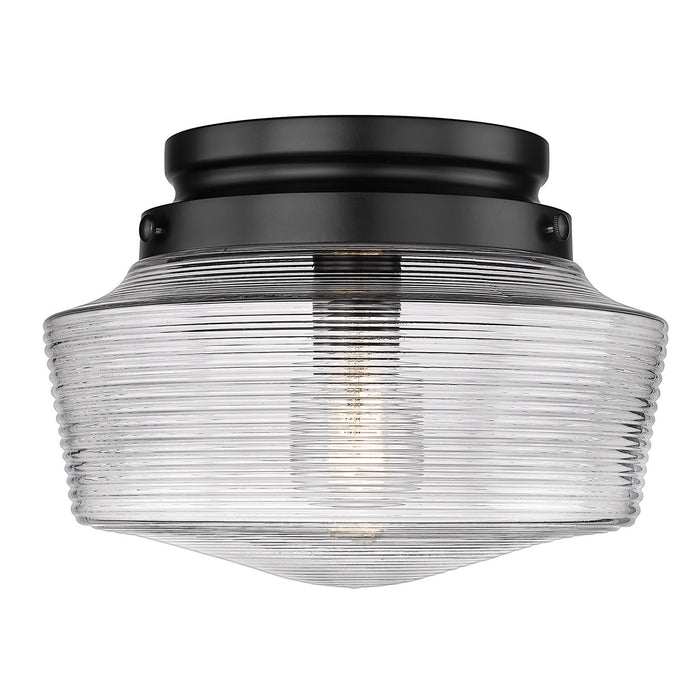 Golden 3415-FM BLK-CLR One Light Flush Mount, Matte Black