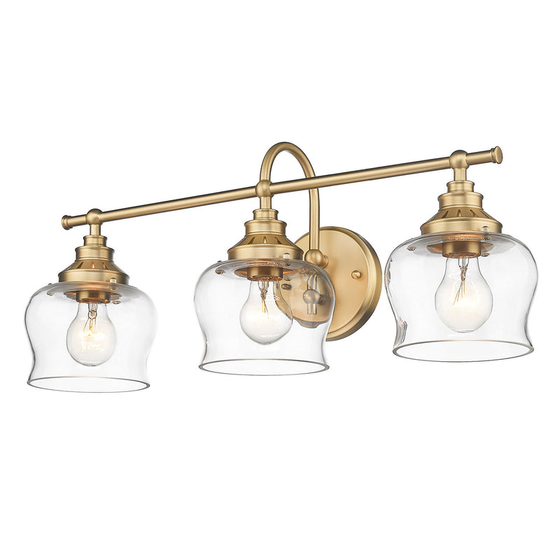 Golden 3610-BA3 BCB-CLR Three Light Bath Vanity, Brushed Champagne Bronze