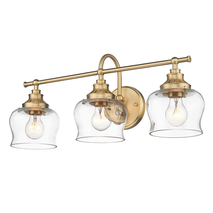 Golden 3610-BA3 BCB-CLR Three Light Bath Vanity, Brushed Champagne Bronze