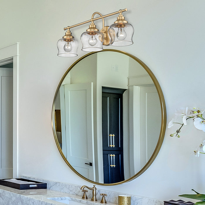 Golden 3610-BA3 BCB-CLR Three Light Bath Vanity, Brushed Champagne Bronze