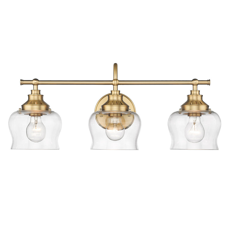 Golden 3610-BA3 BCB-CLR Three Light Bath Vanity, Brushed Champagne Bronze