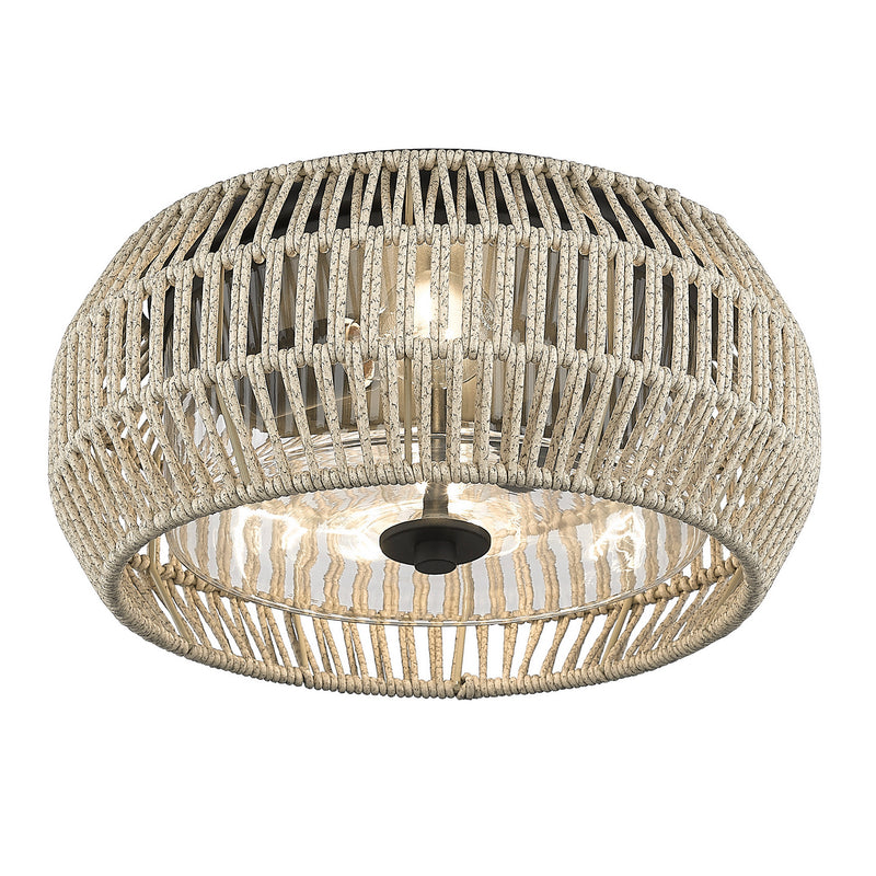 Golden 6073-OFM NB-SS Two Light Outdoor Flush Mount, Natural Black
