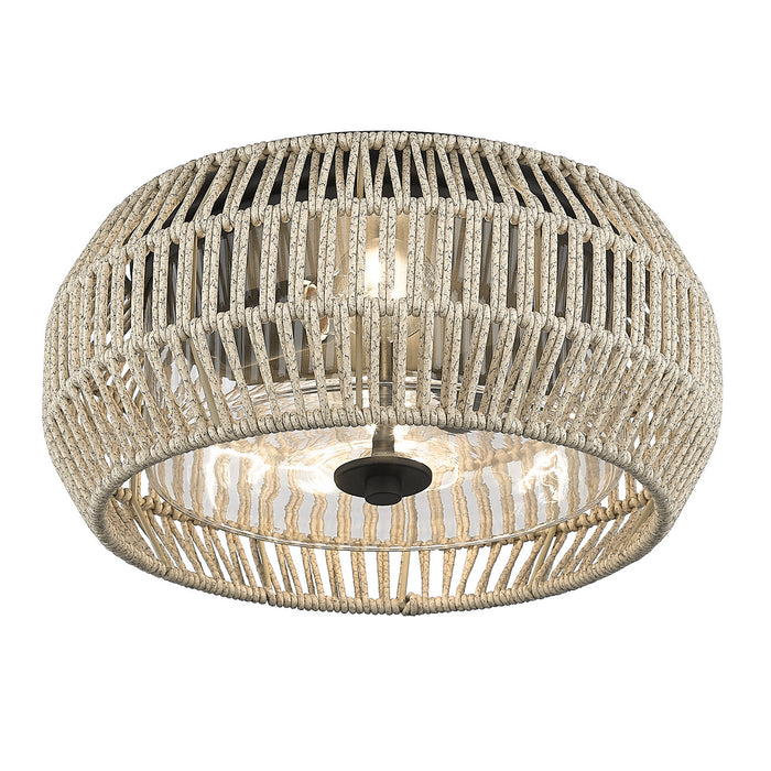 Golden 6073-OFM NB-SS Two Light Outdoor Flush Mount, Natural Black