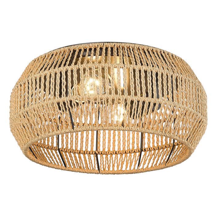 Golden 6076-FM BLK-NR Two Light Flush Mount, Matte Black