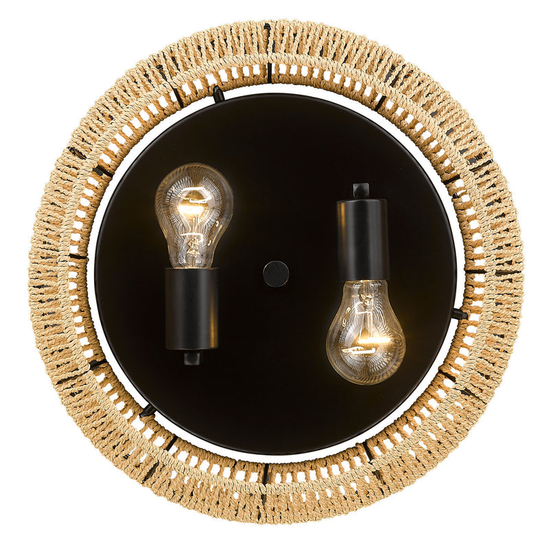 Golden 6076-FM BLK-NR Two Light Flush Mount, Matte Black