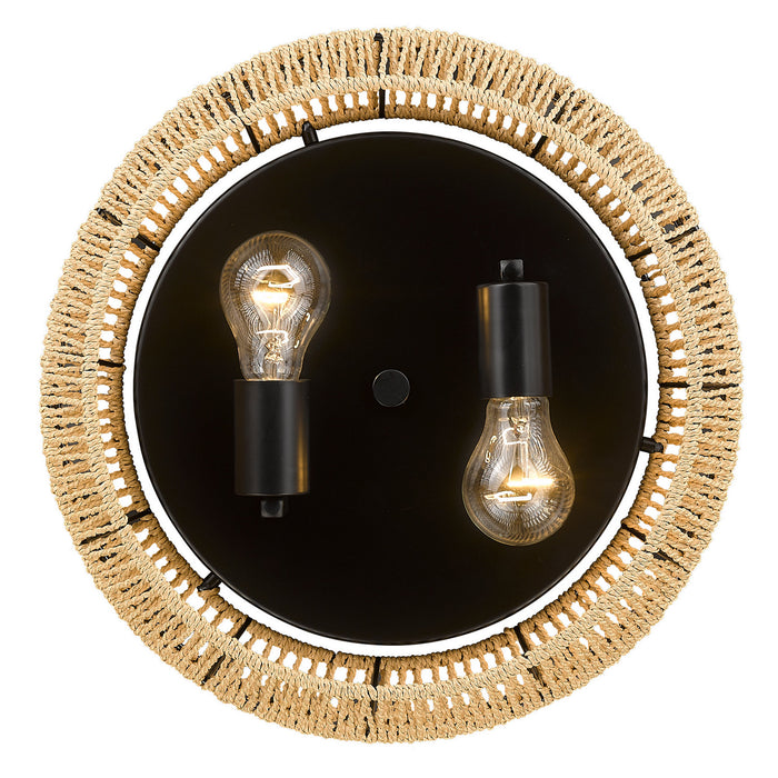 Golden 6076-FM BLK-NR Two Light Flush Mount, Matte Black