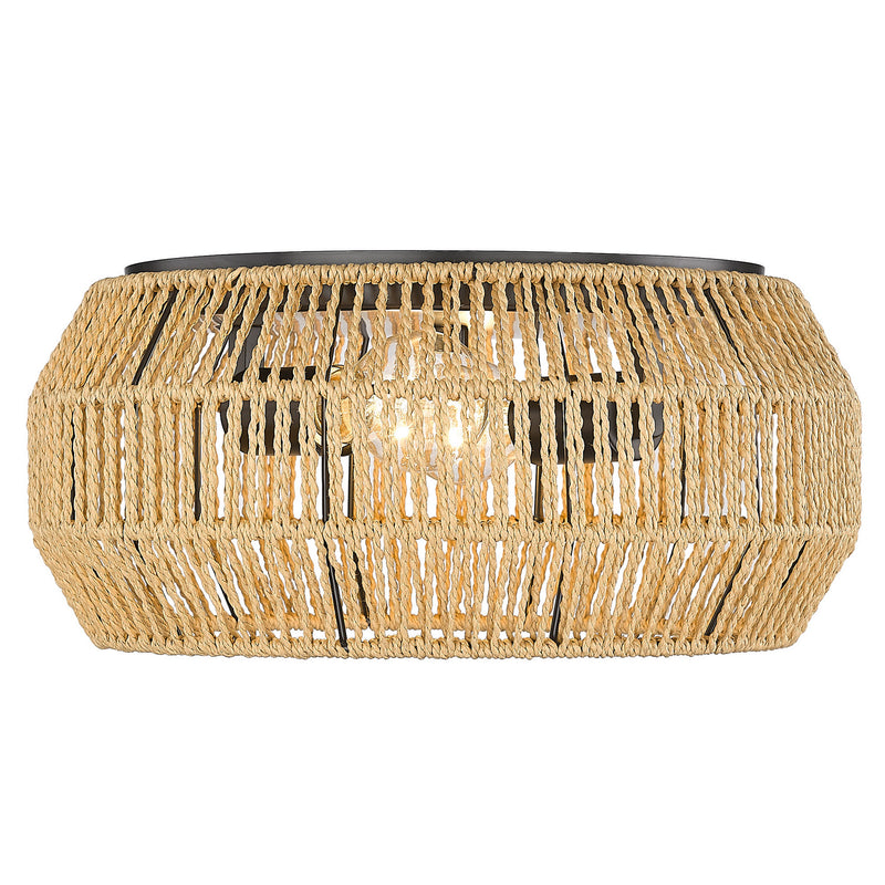 Golden 6076-FM BLK-NR Two Light Flush Mount, Matte Black