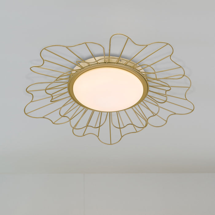 Golden 9132-FM24 LOG-OP LED Flush Mount, Light Olympic Gold