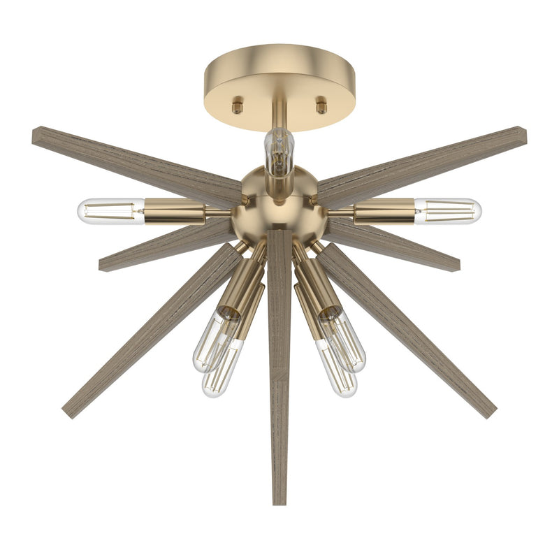 Hunter 19347 Eight Light Flush Mount, Alturas Gold