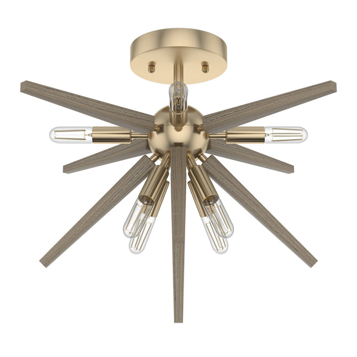 Hunter 19347 Eight Light Flush Mount, Alturas Gold