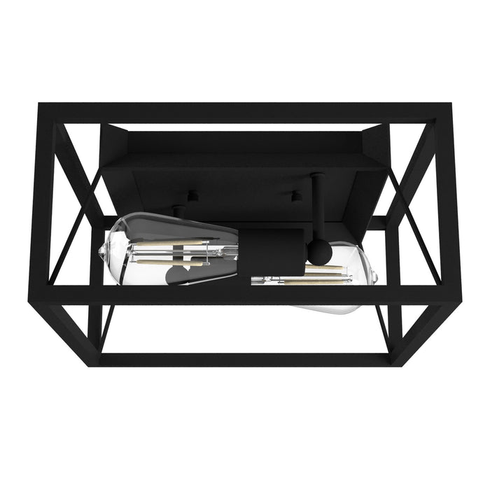 Hunter 19410 Two Light Flush Mount, Natural Black Iron