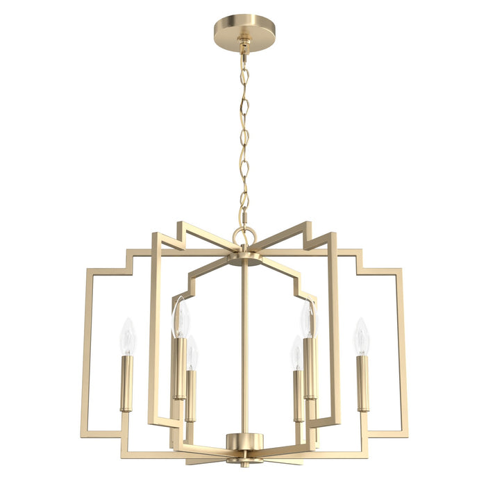 Hunter 19572 Six Light Chandelier, Alturas Gold