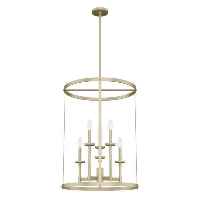 Hunter 19699 Six Light Foyer Pendant, Modern Brass