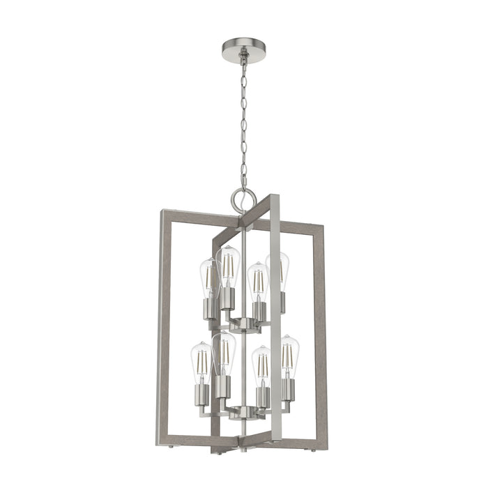 Hunter 19857 Eight Light Foyer Pendant, Brushed Nickel