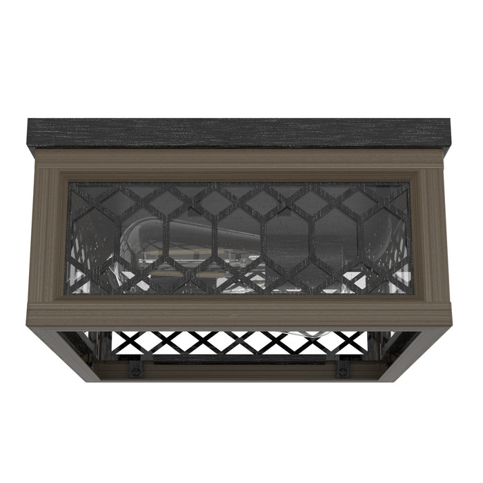 Hunter 19969 Two Light Flush Mount, Rustic Iron