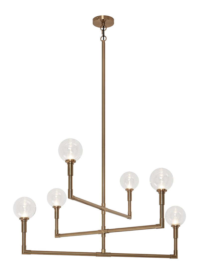 Matteo Lighting C64806AGCL Six Light Chandelier, Aged Gold Brass