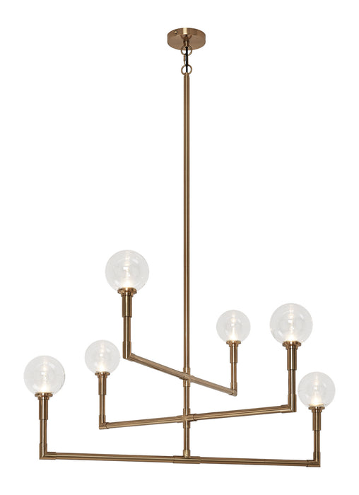 Matteo Lighting C64806AGCL Six Light Chandelier, Aged Gold Brass