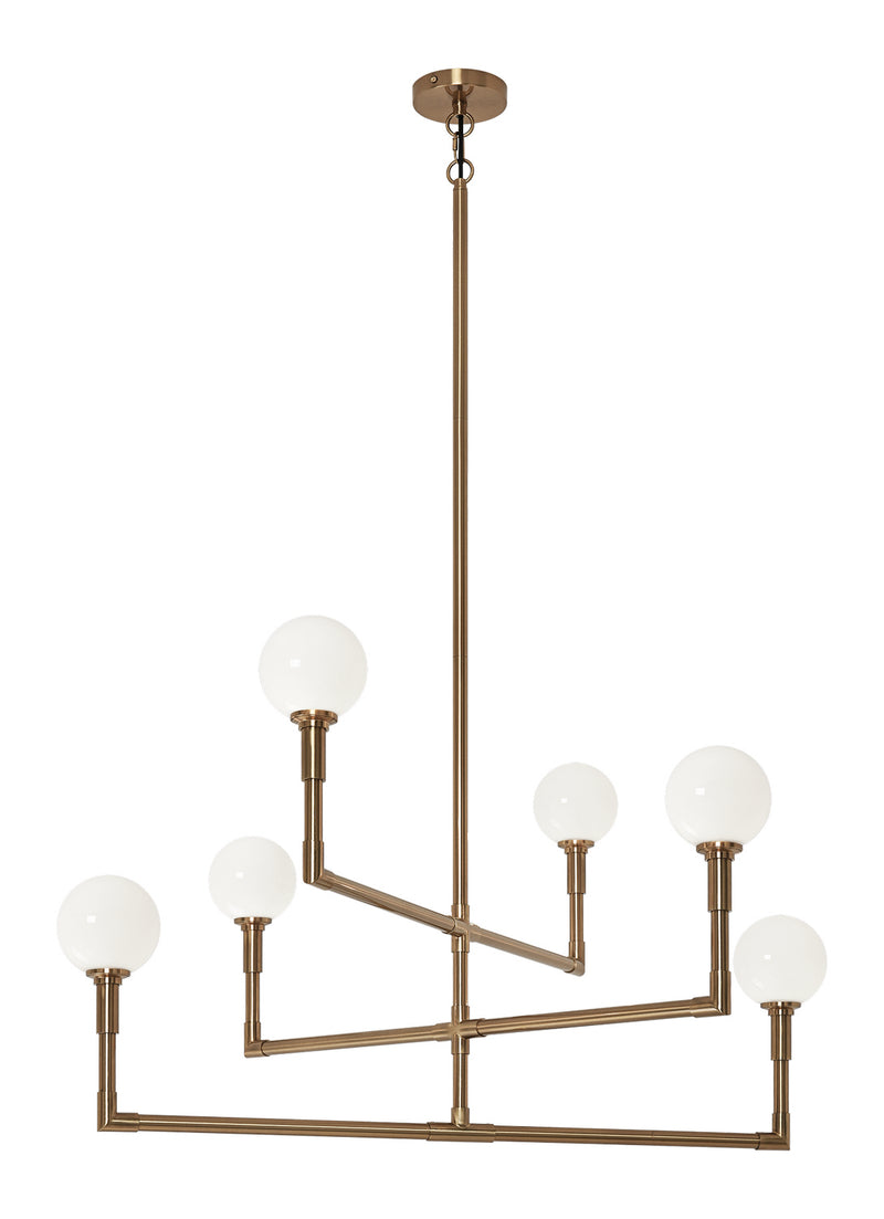 Matteo Lighting C64806AGOP Six Light Chandelier, Aged Gold Brass