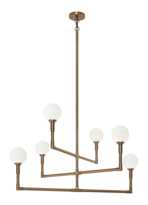 Matteo Lighting C64806AGOP Six Light Chandelier, Aged Gold Brass