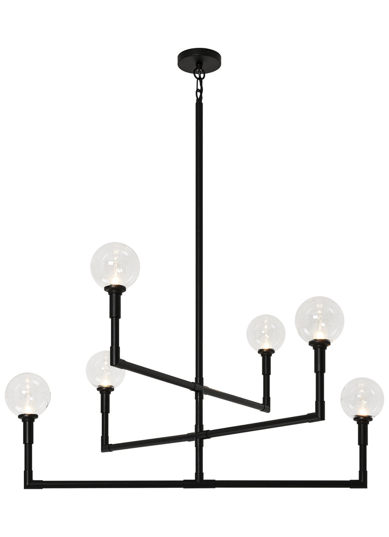 Matteo Lighting C64806BKCL Six Light Chandelier, Black