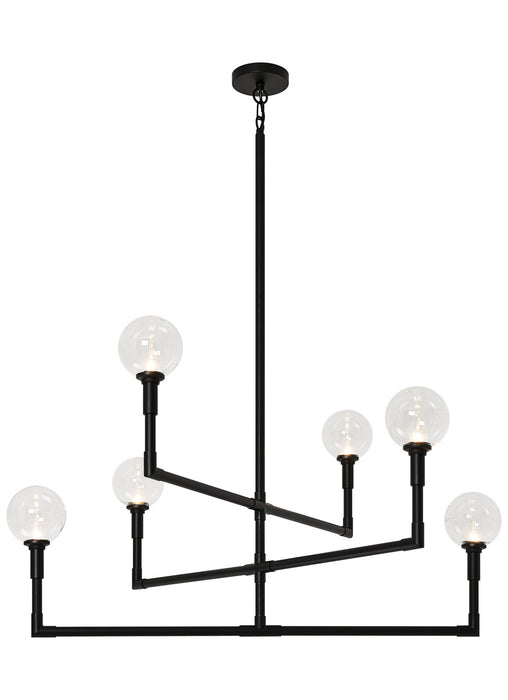 Matteo Lighting C64806BKCL Six Light Chandelier, Black