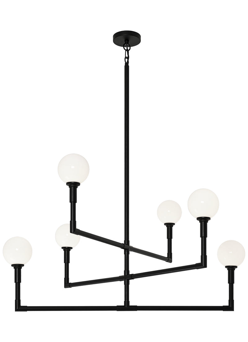 Matteo Lighting C64806BKOP Six Light Chandelier, Black